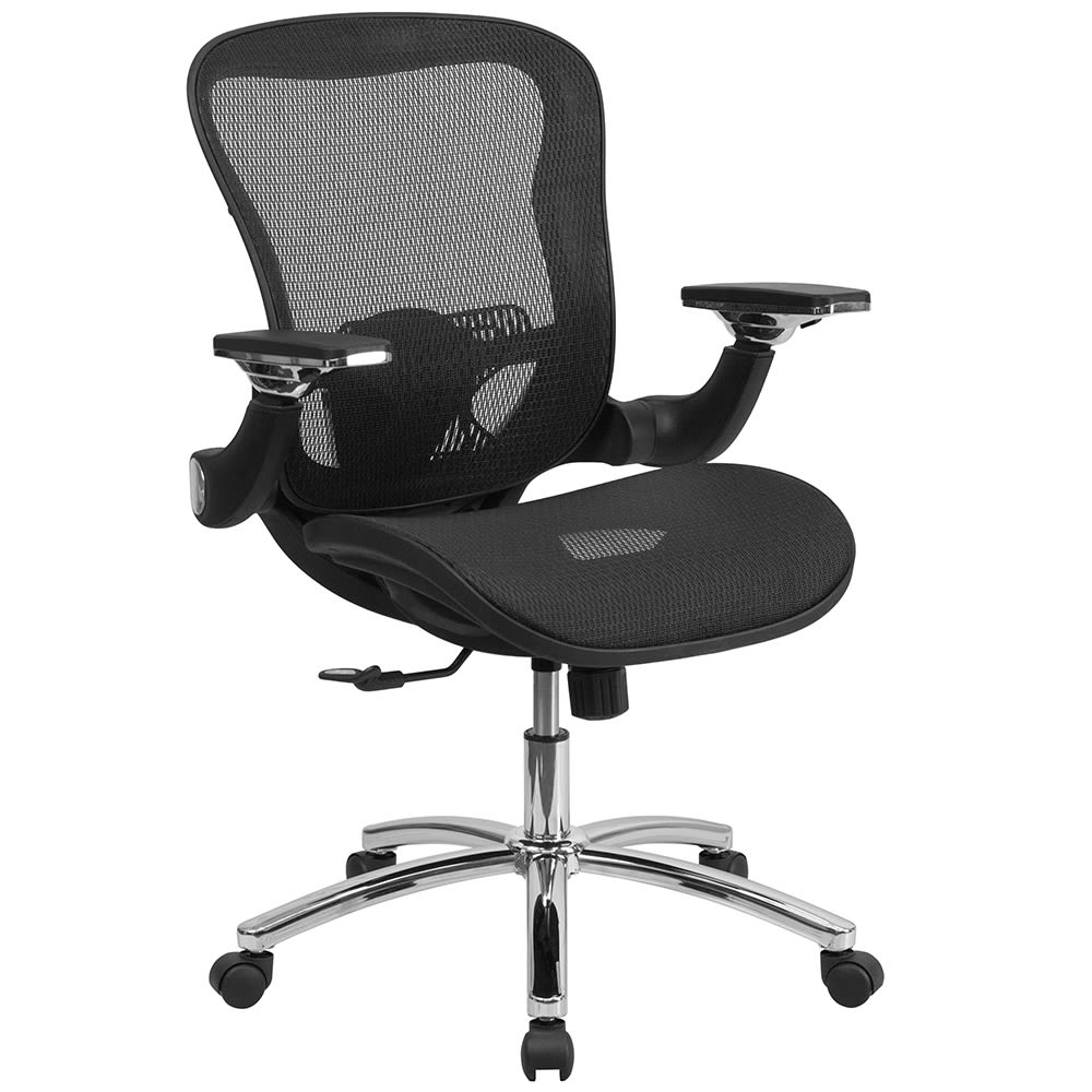 916-GOWY87 Swivel Office Chair w/ Mid Back - Black Mesh Back & Seat