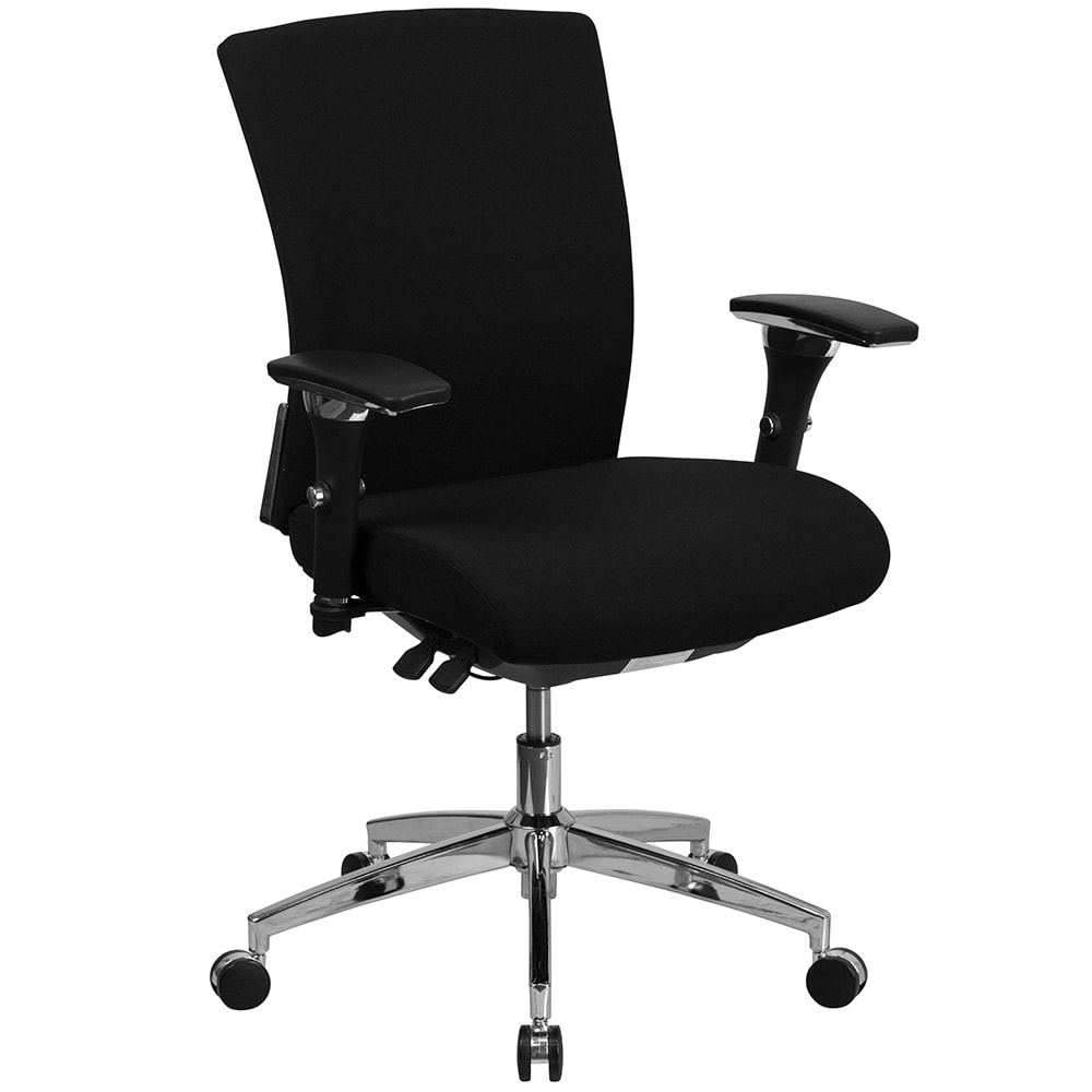 916-GOWY856 Swivel Office Chair w/ Mid Back - Black Mesh Back & Fabric Seat