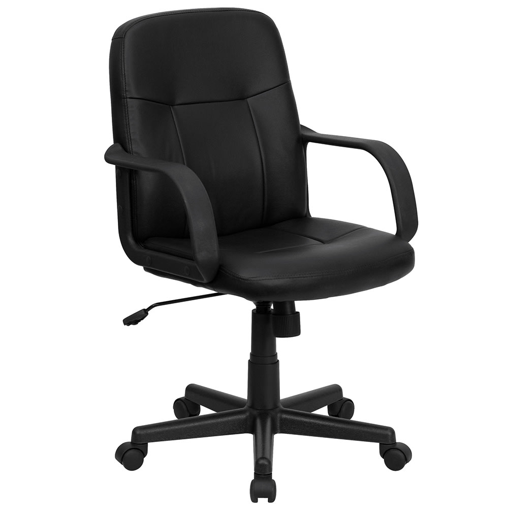 916-H8020 Swivel Office Chair w/ Mid Back - Black Glove Vinyl Upholstery