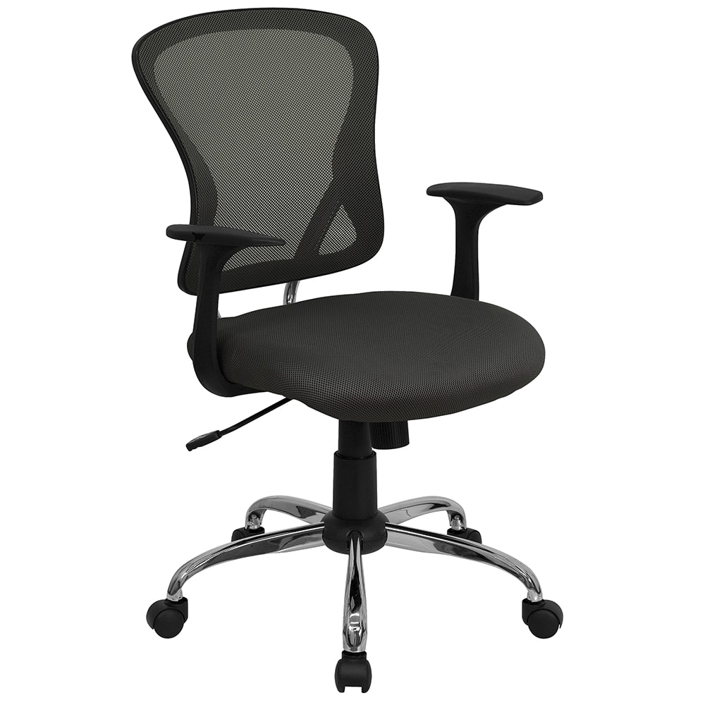 916-H8369FDKGY Swivel Office Chair w/ Mid Back - Dark Gray Mesh Back & Seat