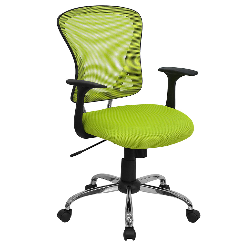 916-H8369FGN Swivel Office Chair w/ Mid Back - Green Mesh Back & Seat