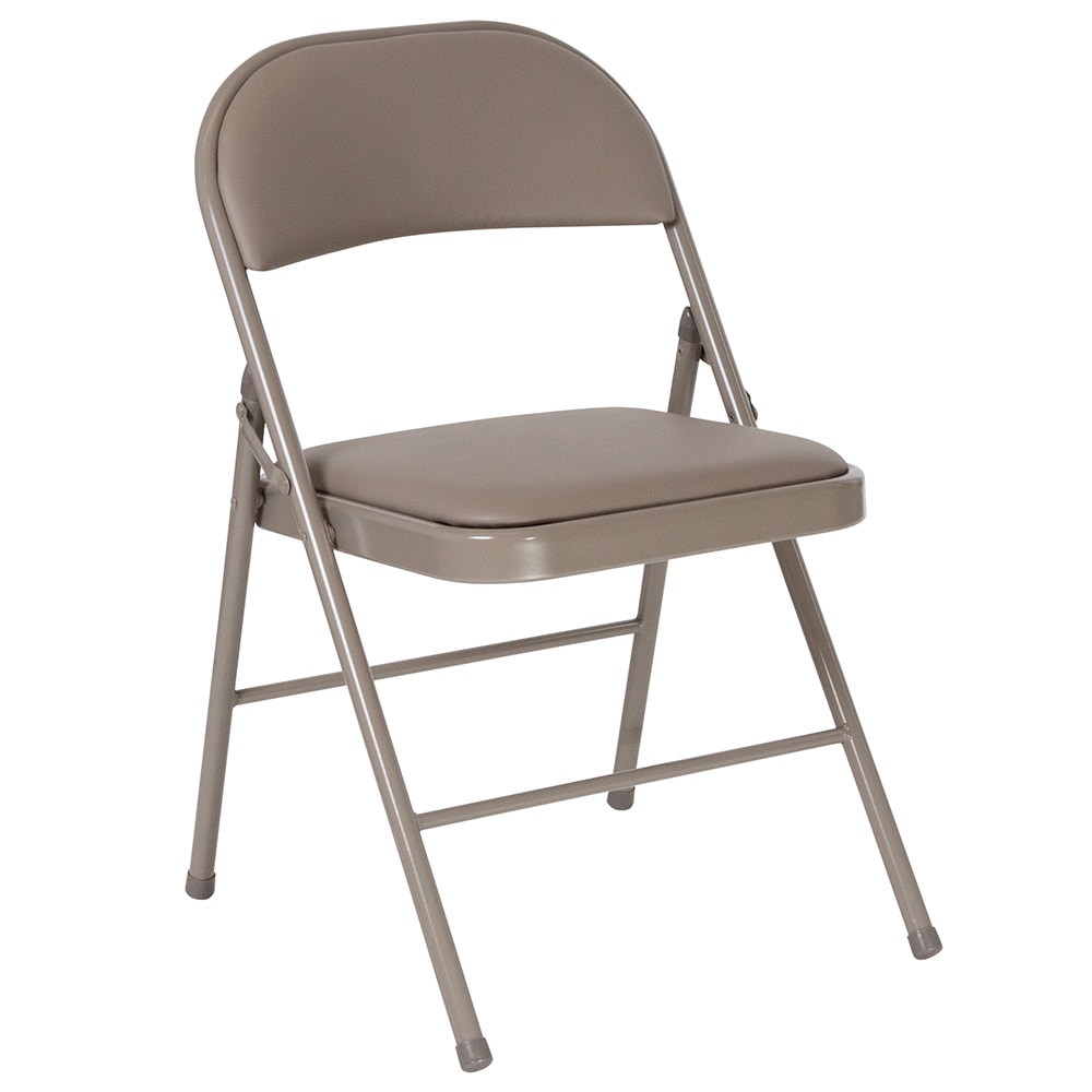 916-HAF003DGY Folding Chair w/ Gray Vinyl Back & Seat - Steel Frame, Gray