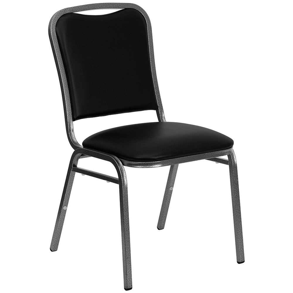 916-NG108SVBKVYLGG Stacking Banquet Chair w/ Black Vinyl Back & Seat - Steel Frame, Silver Ve...