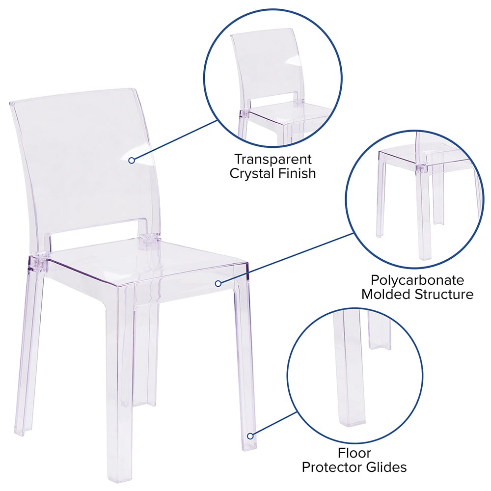 Flash furniture ghost side online chair in transparent crystal