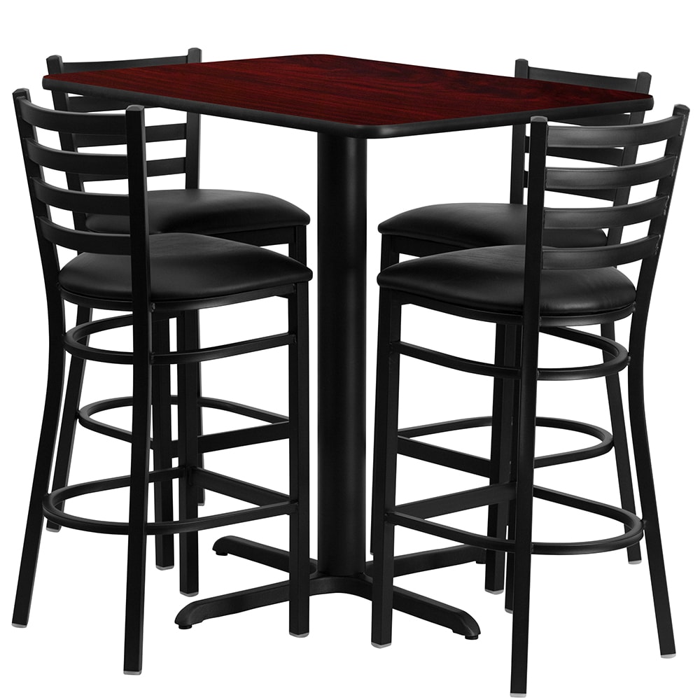 916-HDBF1018 Bar Height Table w/ Mahogany Laminate Top & (4) Stools - 42"W x 24"D x...