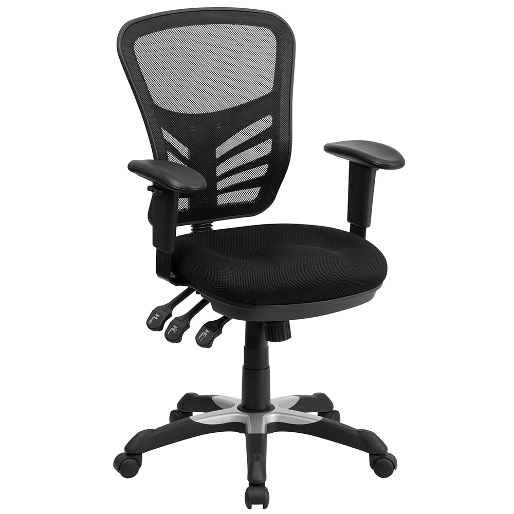 Mid-Back Black Mesh Drafting Chair - Thumbnail 2