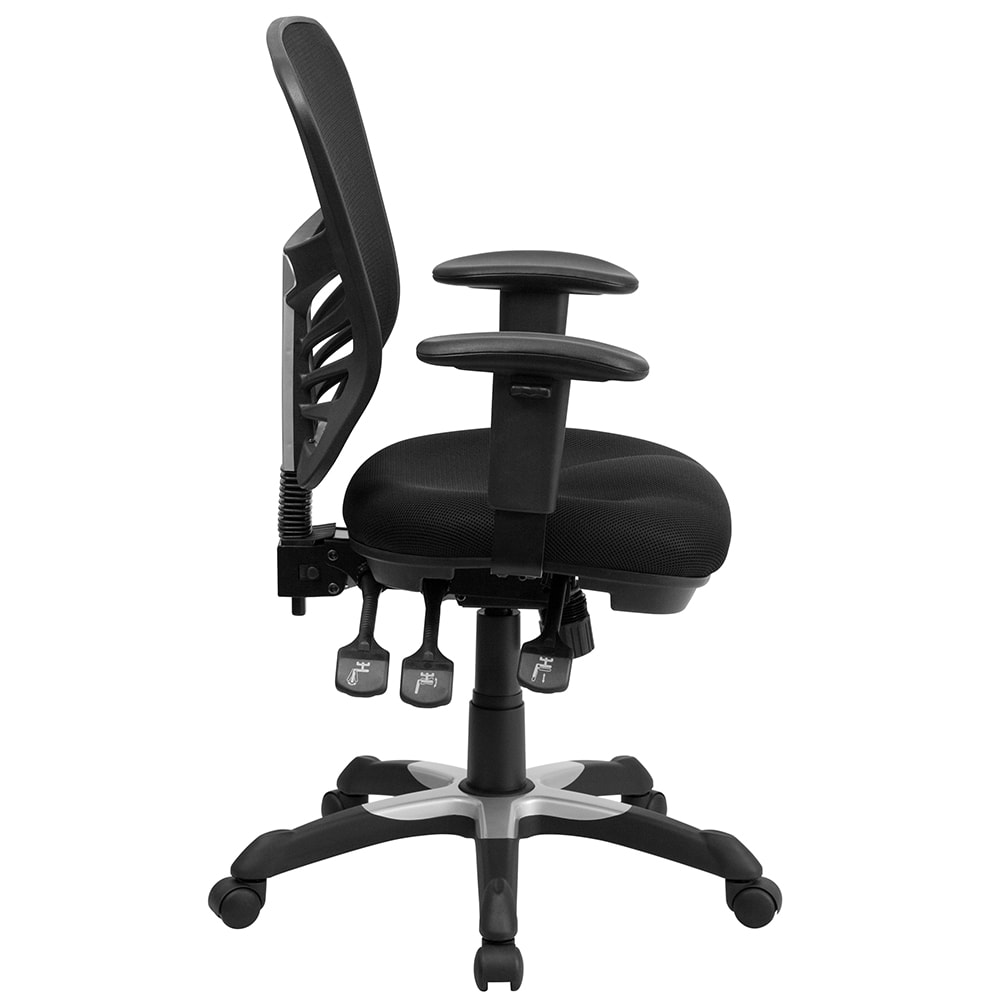 Mid-Back Black Mesh Drafting Chair - Thumbnail 3