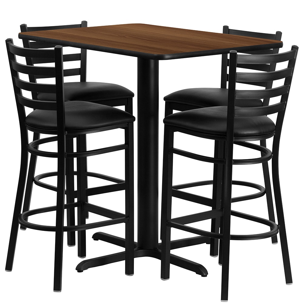 916-HDBF1020 Bar Height Table w/ Walnut Laminate Top & (4) Stools - 42"W x 24"D x 4...