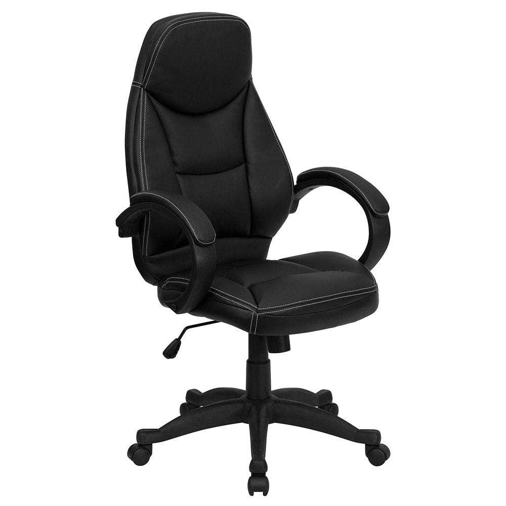 916-HHLC0005HIGH1B Swivel Office Chair w/ High Back - Black LeatherSoft Upholstery
