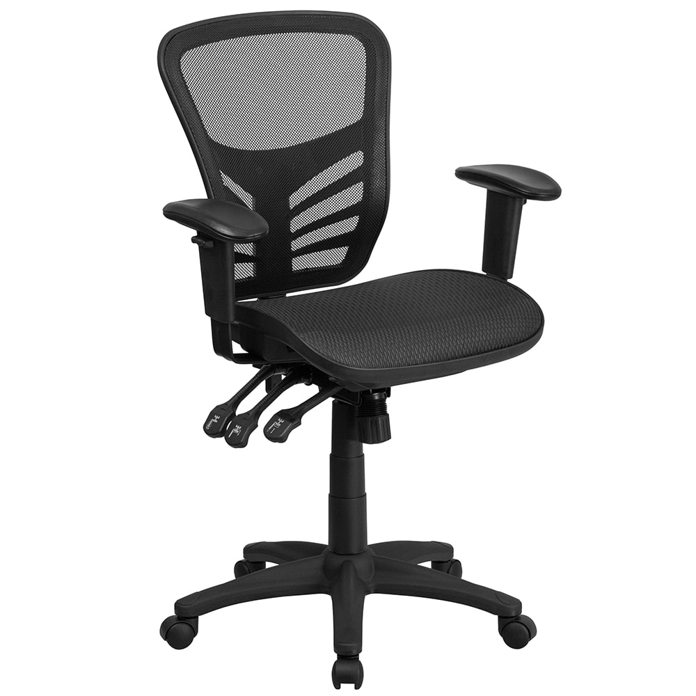 916-HL0001T Swivel Office Chair w/ Mid Back - Black Mesh Back & Seat