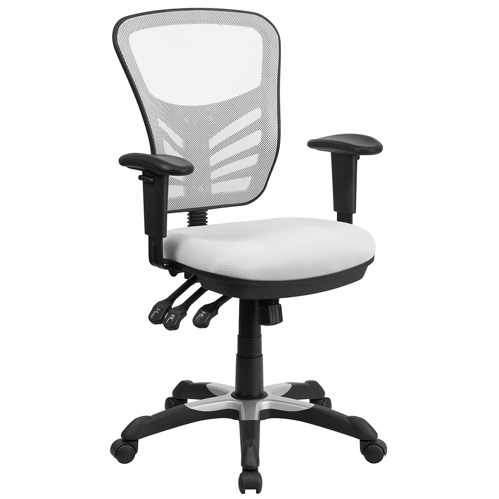 916-HL0001WH Swivel Office Chair w/ Mid Back - White Mesh Back & Seat