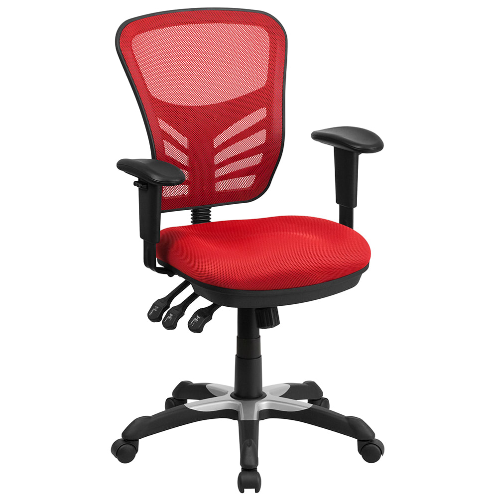 916-HL0001RED Swivel Office Chair w/ Mid Back - Red Mesh Back & Seat