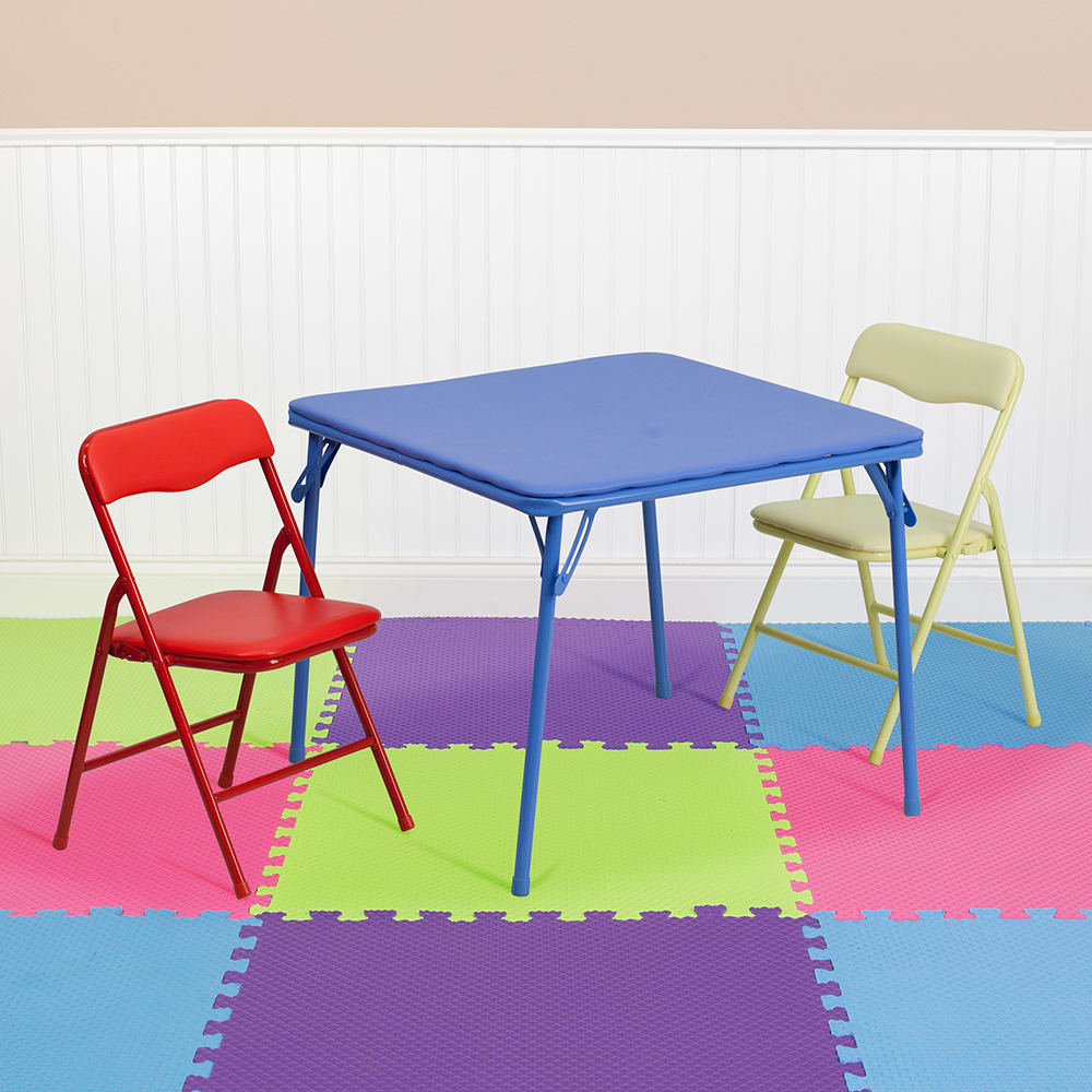 Blue card table and chairs best sale