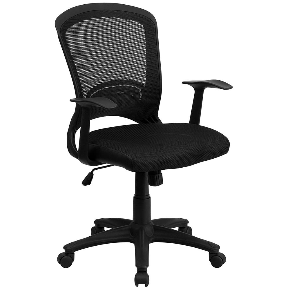 916-HL0007 Swivel Office Chair w/ Mid Back - Black Mesh Back & Seat