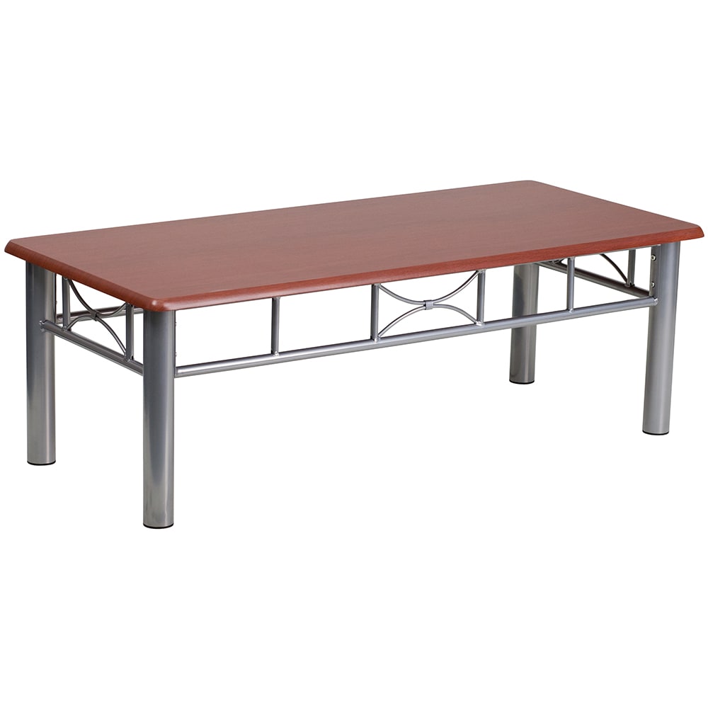 916-JB5COFMAH Coffee Table w/ Mahogany Laminate Top & Silver Frame - 21"W x 45 3/4"...