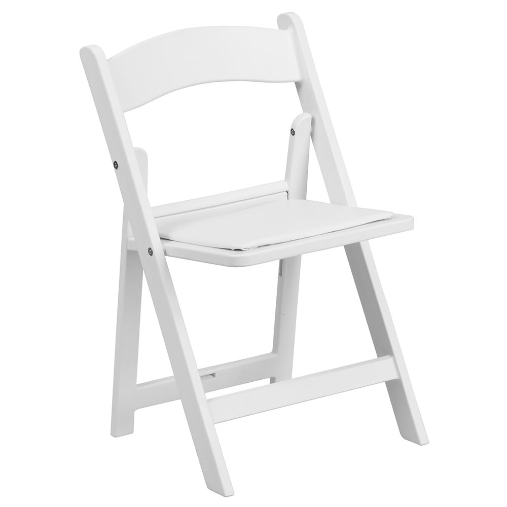 916-LEL1K Kid's Folding Chair w/ White Vinyl Back & Seat - Resin Frame, White