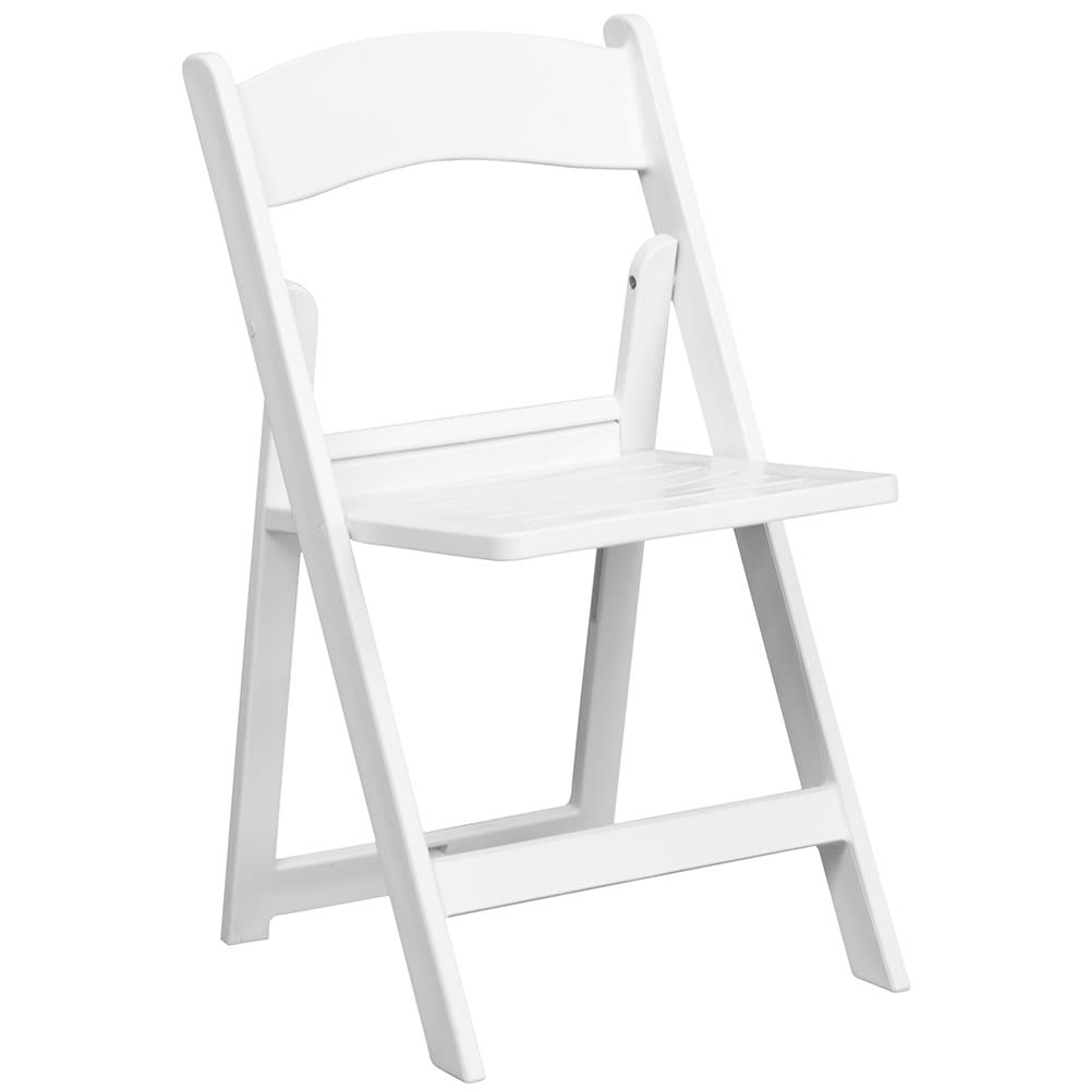 916-LEL1WHSLAT Folding Chair w/ White Resin Back & Seat - Resin Frame, White