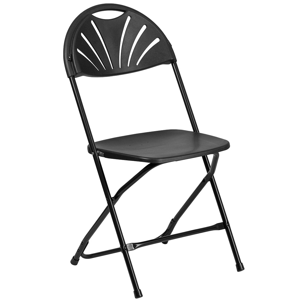 Flash Furniture LE-L-4-BK-GG Folding Chair w/ Black Plastic Back & Seat - Steel Frame, Black