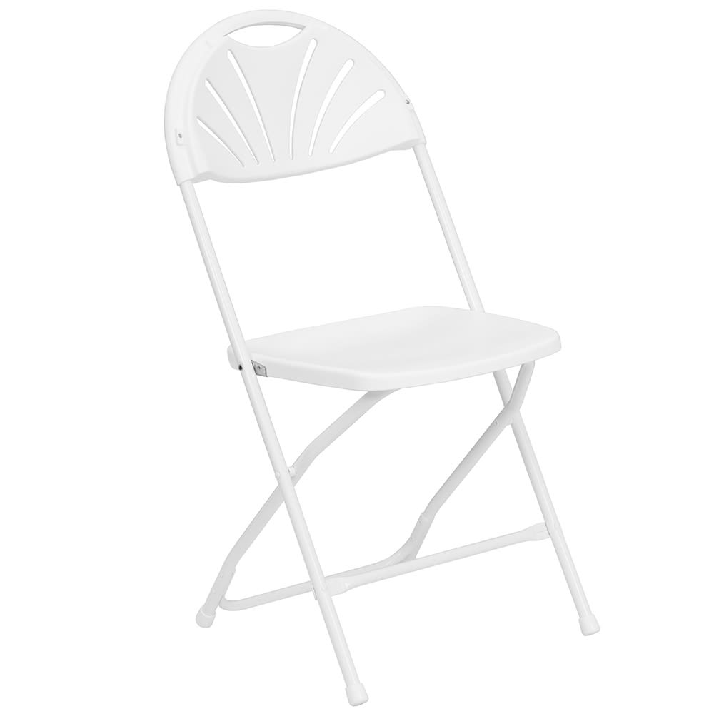 916-LEL4WHT Folding Chair w/ White Plastic Back & Seat - Steel Frame, White