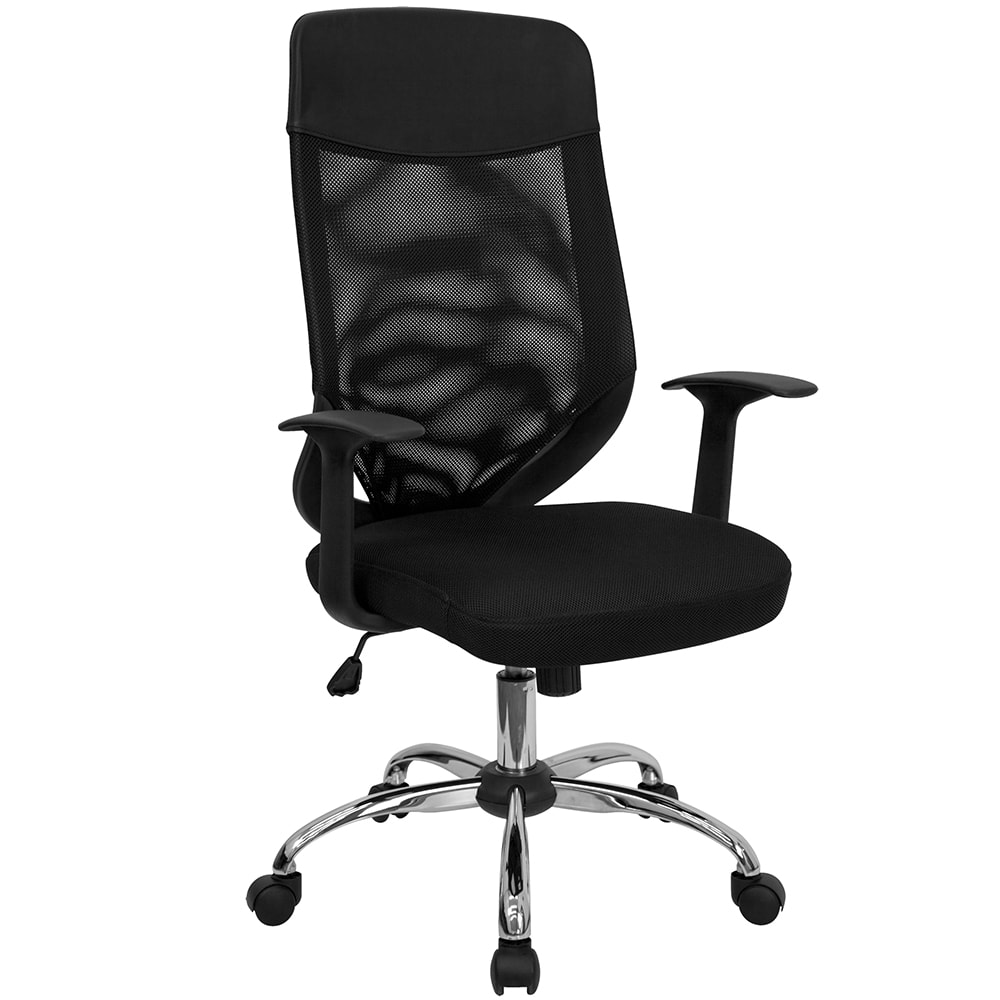 916-LFW952 Swivel Office Chair w/ High Back - Black Mesh Back & Seat