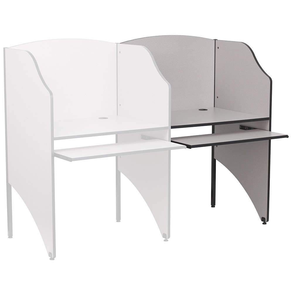 916-MTM6202GYADD Add On Starter Study Carrel w / Pull Out Keyboard Tray - Nebula Gray Laminate Su...