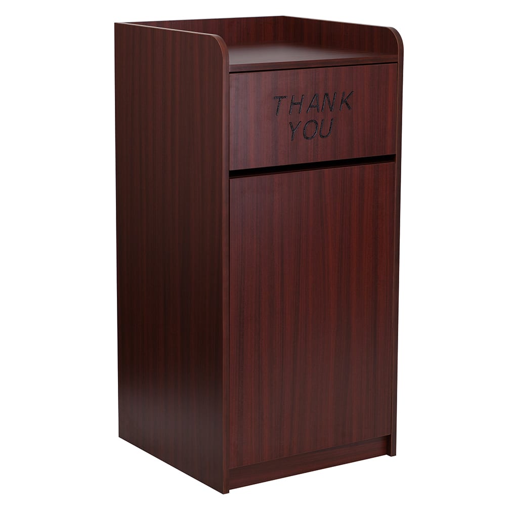 916-MTM8520TRAMAH 36 gal Indoor Decorative Trash Can - Wood, Mahogany Melamine Finish