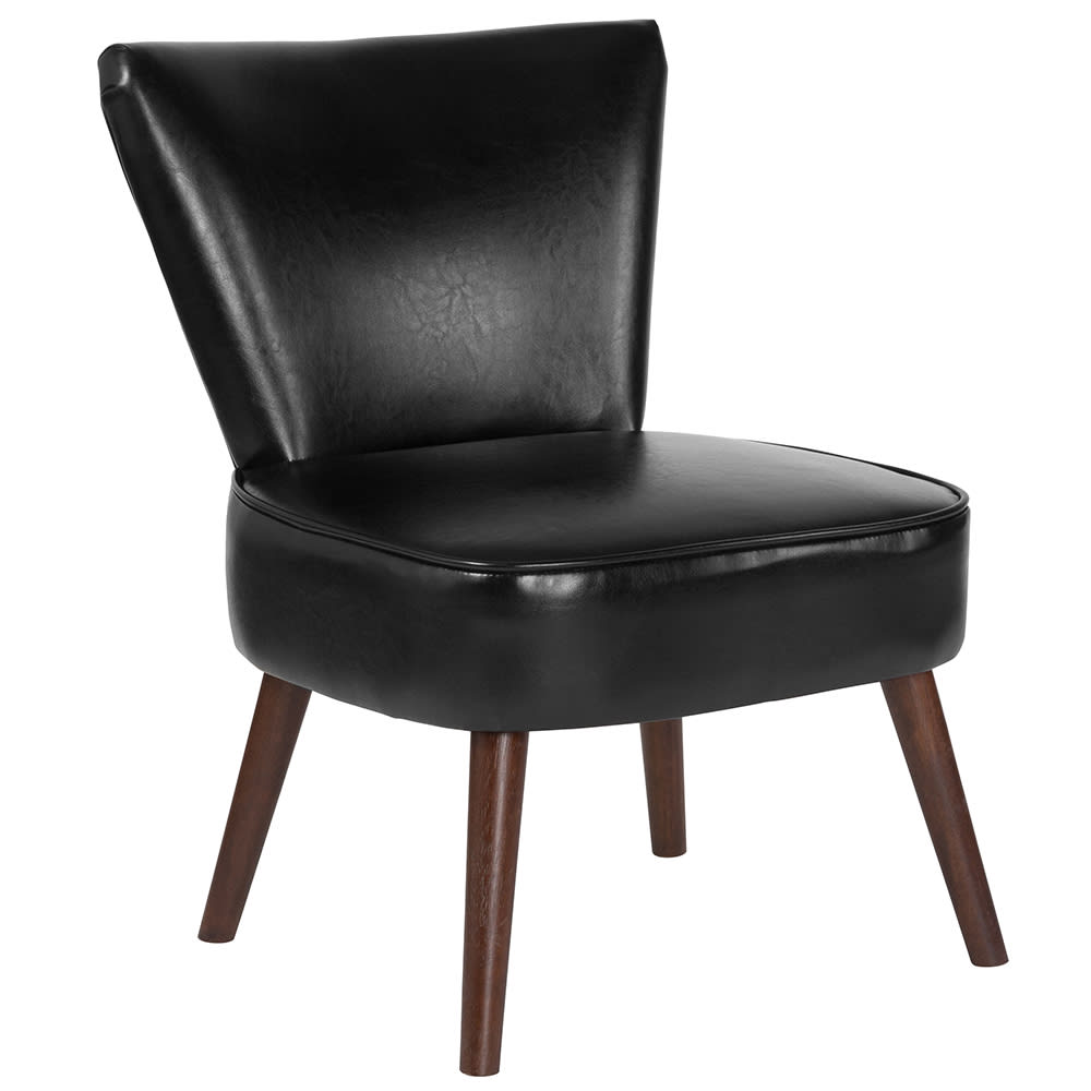 916-QYA02BK Accent Chair - Black LeatherSoft Upholstery, Mahogany Wood Legs