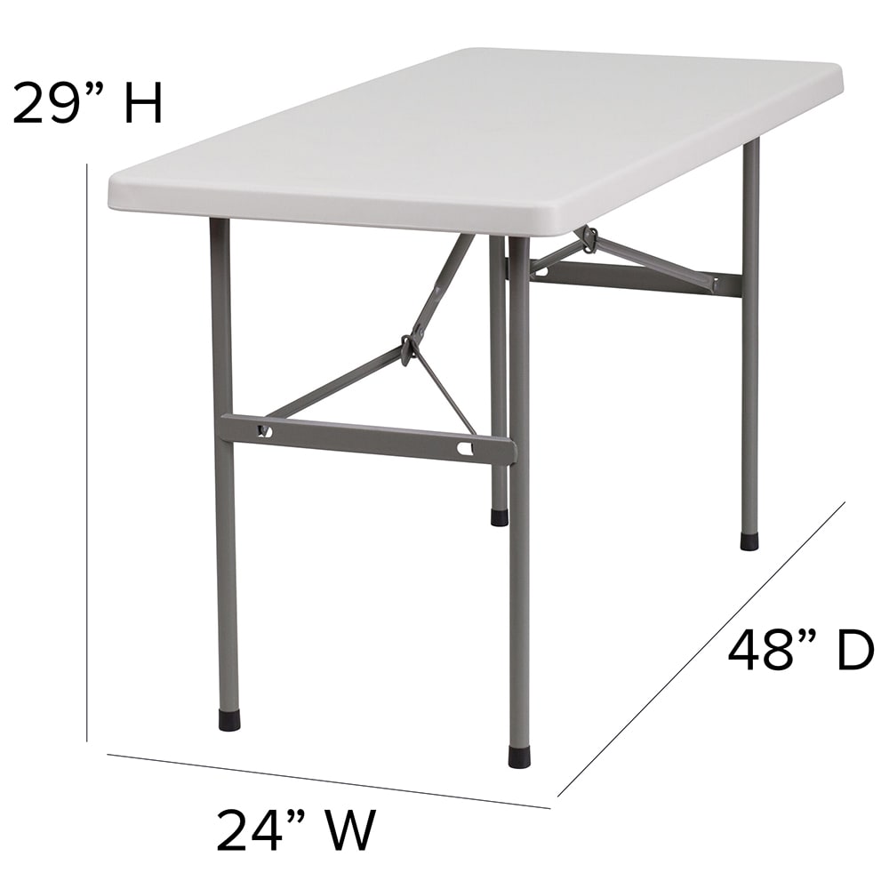 Flash Furniture RB 2448 GG Rectangular Folding Table w Granite White Plastic Top 48 W x 24 D x 29 H