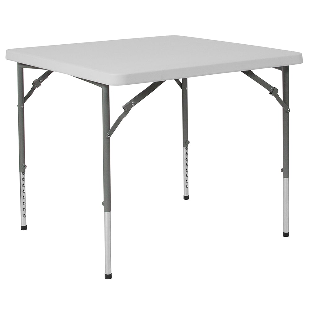 916-RB3434ADJ 33 1/2" Square Folding Table w/ Granite White Plastic Top, 21" to 29&quot...