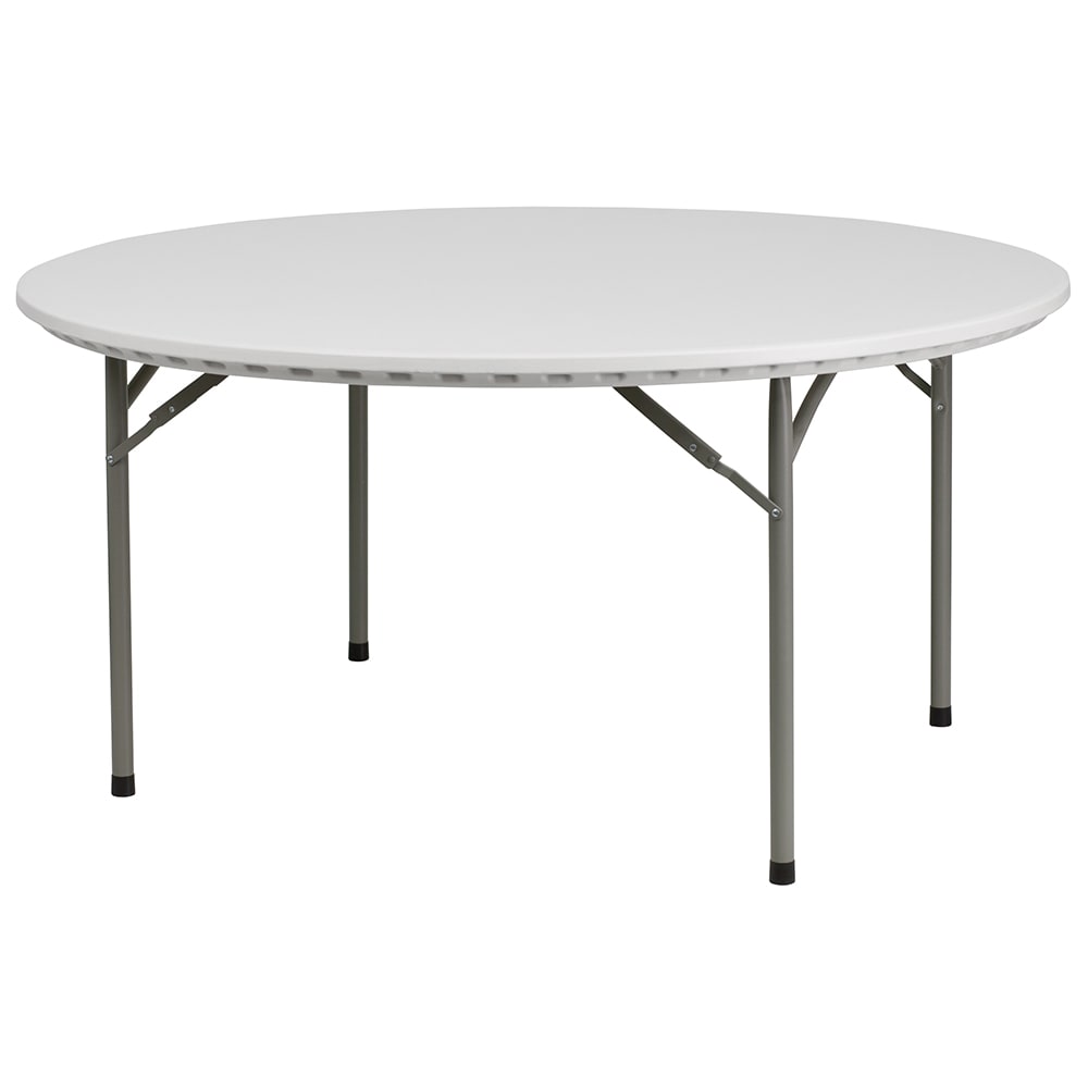 916-RB60R 60" Round Folding Table w/ Granite White Plastic Top, 29"H