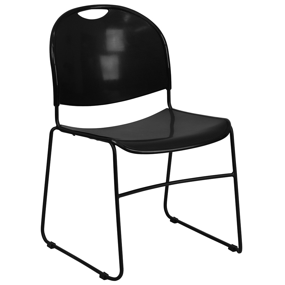 916-RUT188BKGG Stacking Chair w/ Black Polypropylene Seat & Black Metal Frame