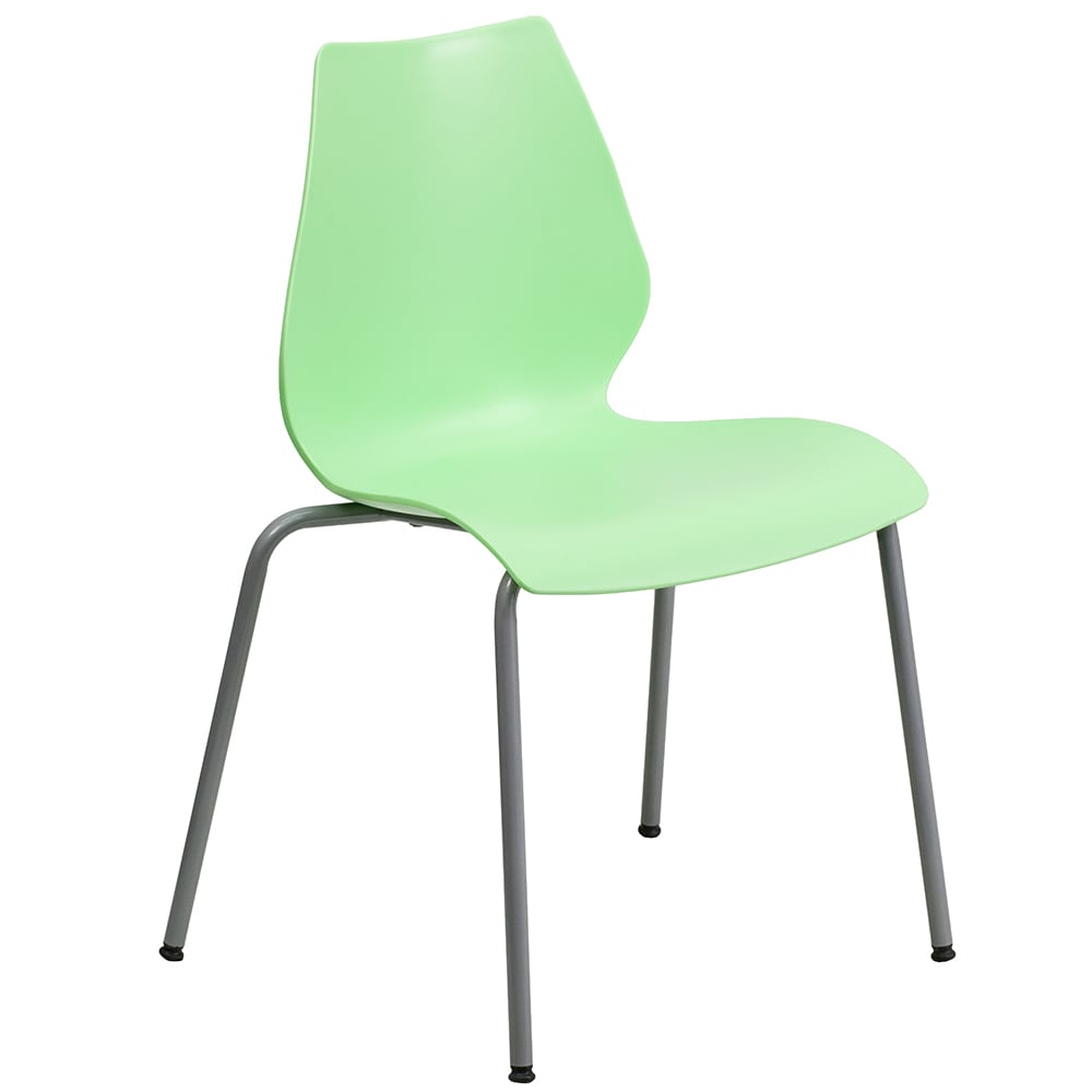 916-RUT288GRN Stacking Chair w/ Green Plastic Seat & Silver Frame