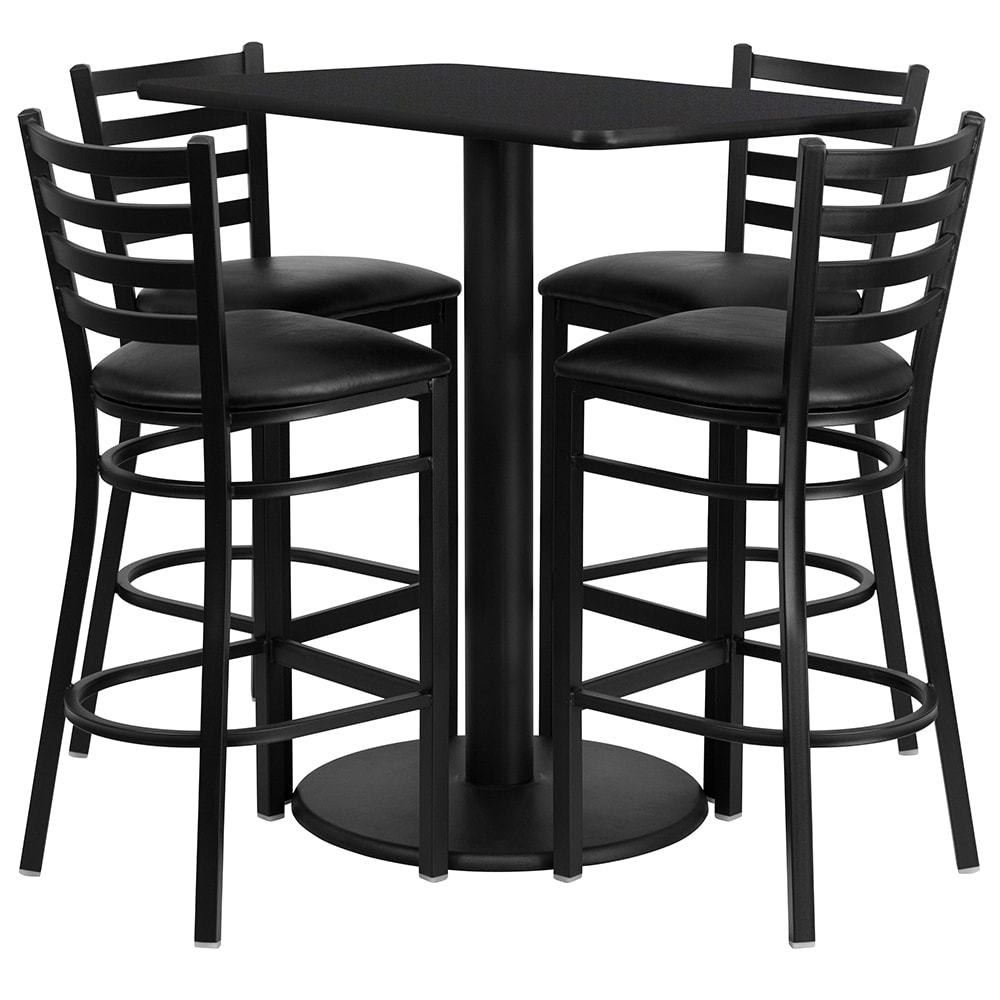 916-RSRB1017 Bar Height Table w/ Black Laminate Top & (4) Stools - 42"W x 24"D x 42...
