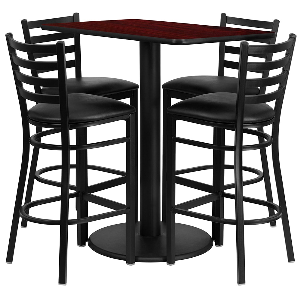 916-RSRB1018 Bar Height Table w/ Mahogany Laminate Top & (4) Stools - 42"W x 24"D x...