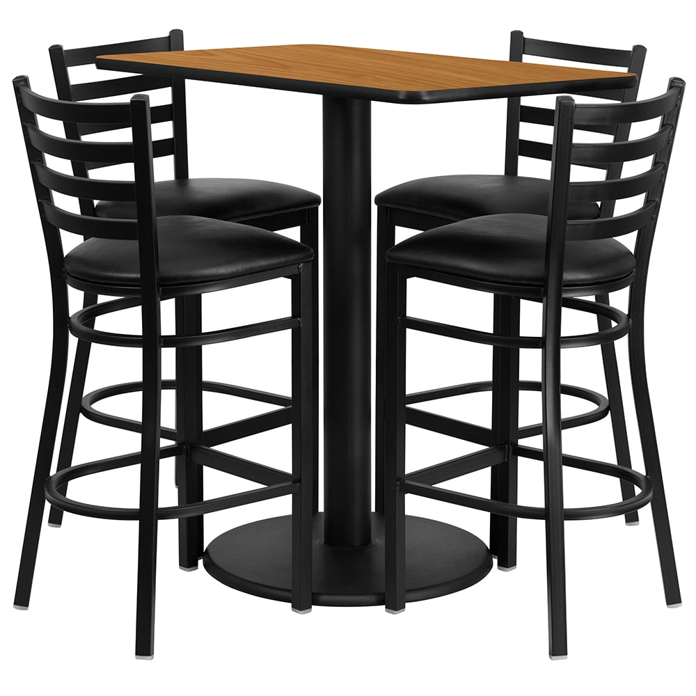 916-RSRB1019 Bar Height Table w/ Natural Laminate Top & (4) Stools - 42"W x 24"D x...