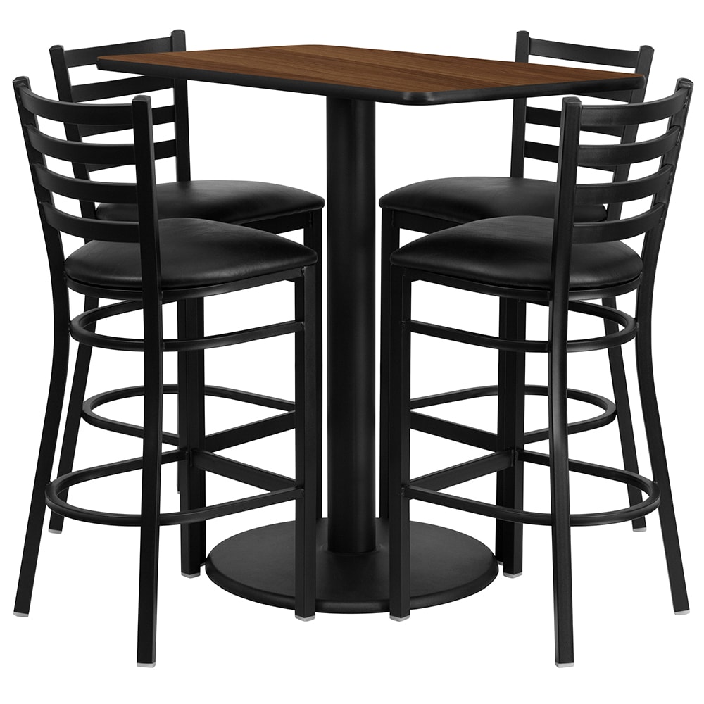 916-RSRB1020 Bar Height Table w/ Walnut Laminate Top & (4) Stools - 42"W x 24"D x 4...