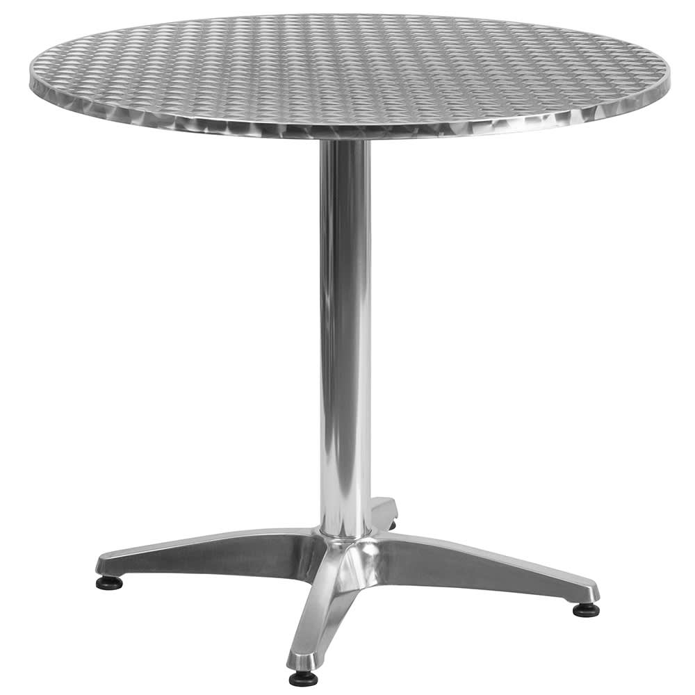 916-TLH0523 31 1/2" Round Indoor/Outdoor Bistro Table - 27 1/2"H, Aluminum Base/Stainle...