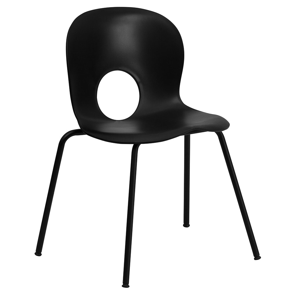 Flash Furniture RUT-NC258-BK-GG Stacking Chair w/ Black Plastic Seat & Black Metal Frame