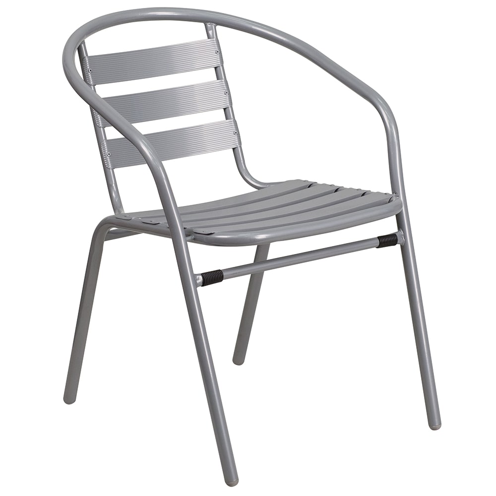 916-TLH017C Indoor/Outdoor Stackable Armchair - Steel, Silver