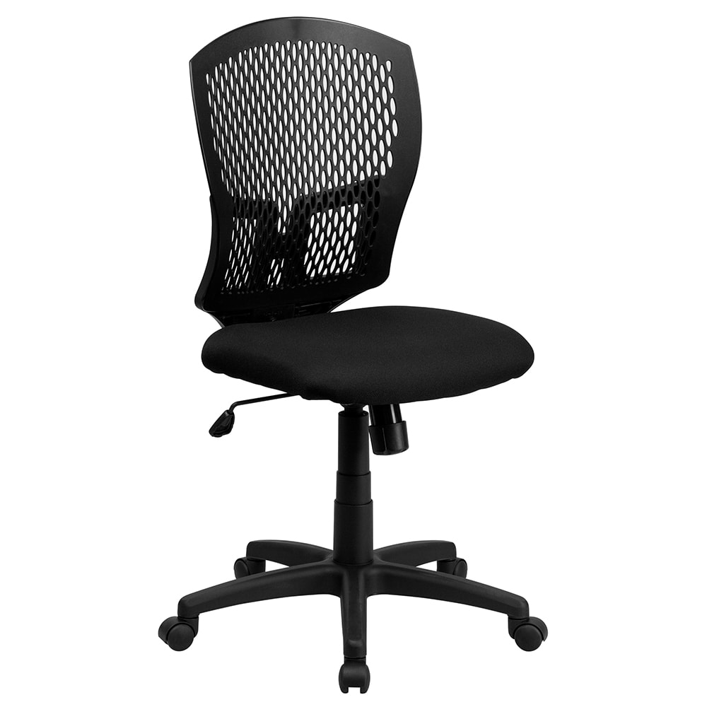 916-WL3958SYGBK Swivel Task Chair w/ Mid Back - Black Plastic Back & Fabric Seat