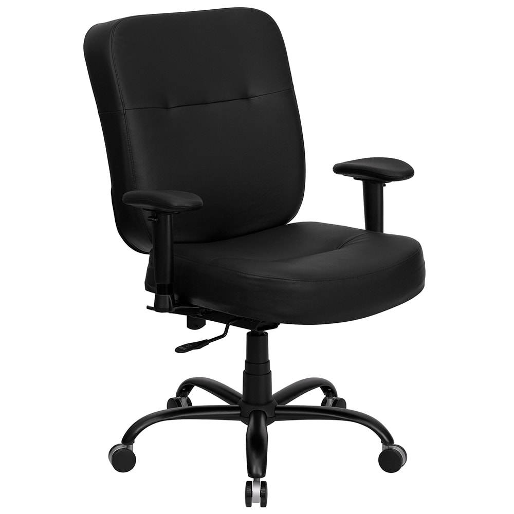 916-WL735SYGBKLEAA Swivel Big & Tall Office Chair w/ High Back - Black LeatherSoft Upholstery