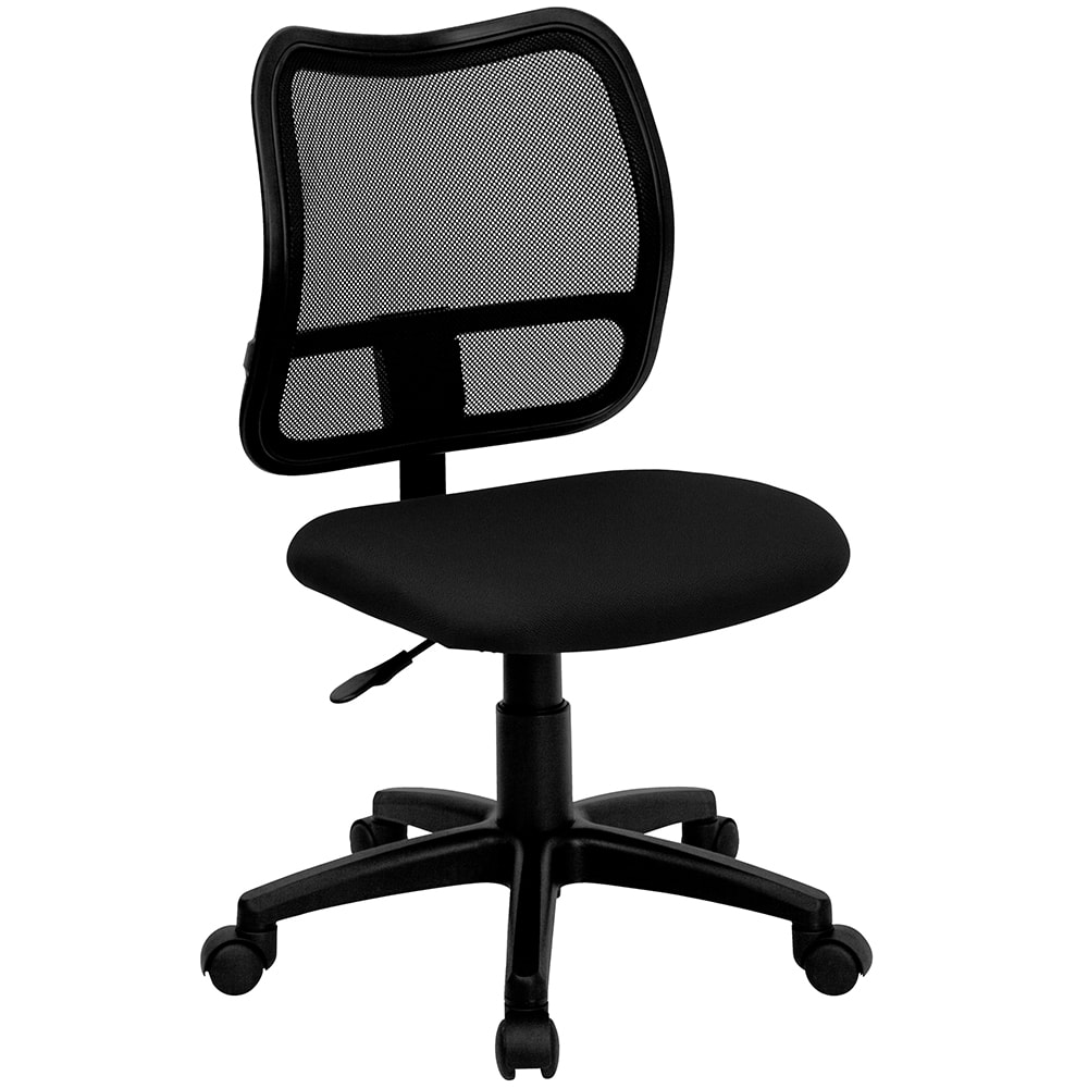 916-WLA277BK Swivel Task Chair w/ Mid Back - Black Mesh Back & Fabric Seat