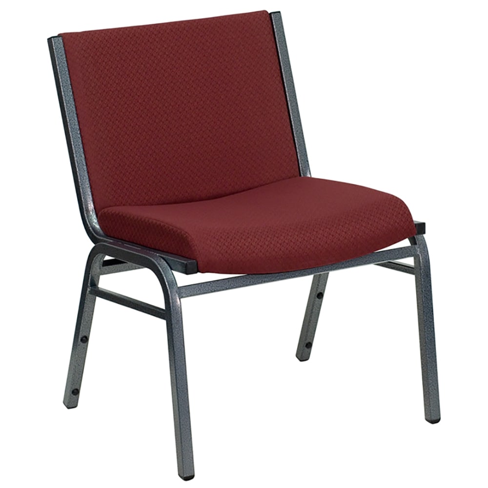 916-X60555BY Big & Tall Stacking Chair w/ Burgundy Patterned Polyester Back & Seat - Stee...