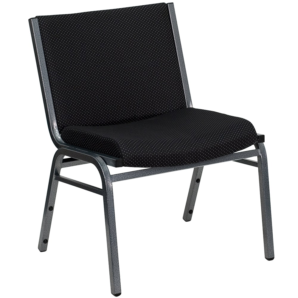916-X60555BK Big & Tall Stacking Chair w/ Black Patterned Polyester Back & Seat - Steel F...