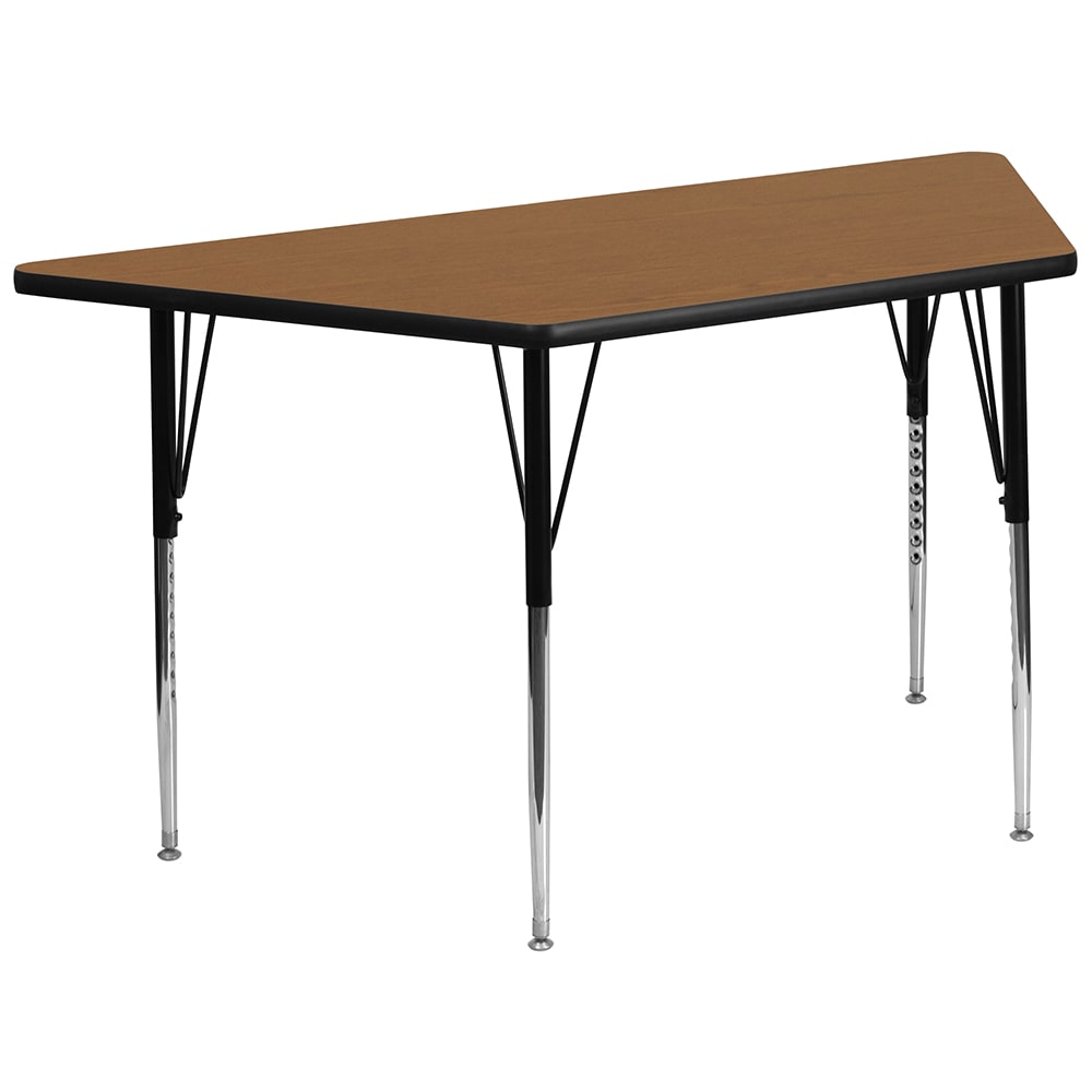 916-XA3060TOAKTA Trapezoid Activity Table - 57 1/2"L x 26 1/4"W, Laminate Top, Oak