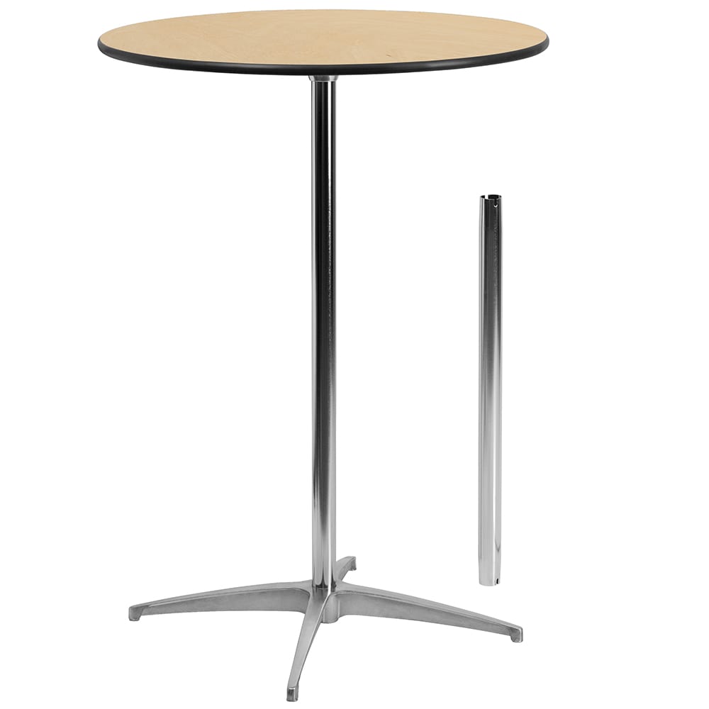 Flash Furniture XA-30-COTA-GG 30" Round Bar Height Table - Birchwood Top, Steel Base