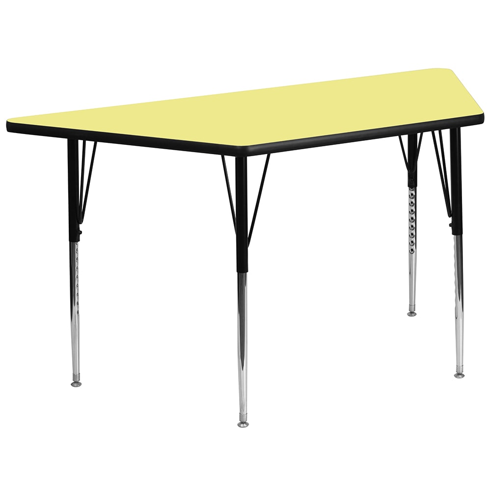 916-XA3060TYELTA Trapezoid Activity Table - 57 1/2"L x 26 1/4"W, Laminate Top, Yellow