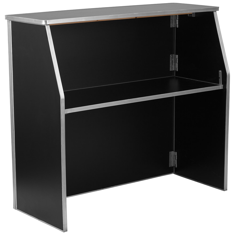 916-XAB48BK 47 3/4" Folding Portable Bar - Removable Aluminum Top, Black Laminate Front