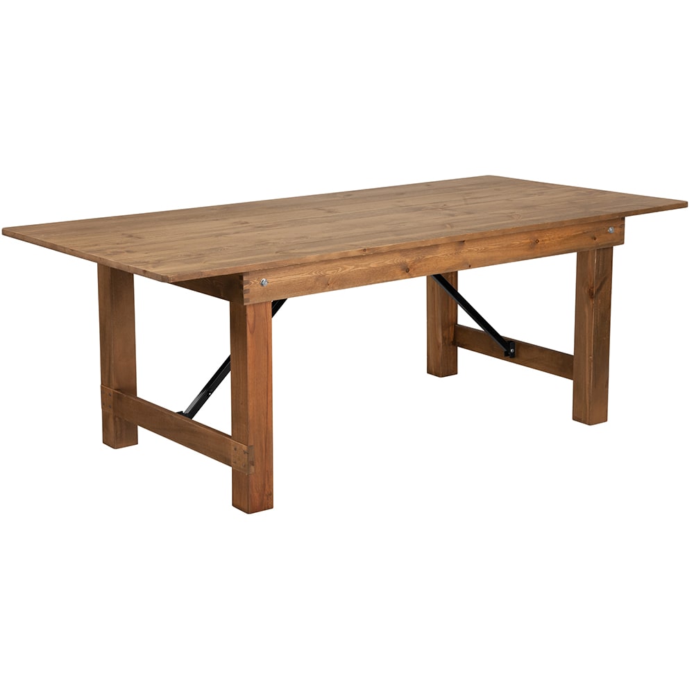 916-XAF84X40 Rectangular Folding Farm Table w/ Antique Rustic Plank Top - 84"W x 40"D x...