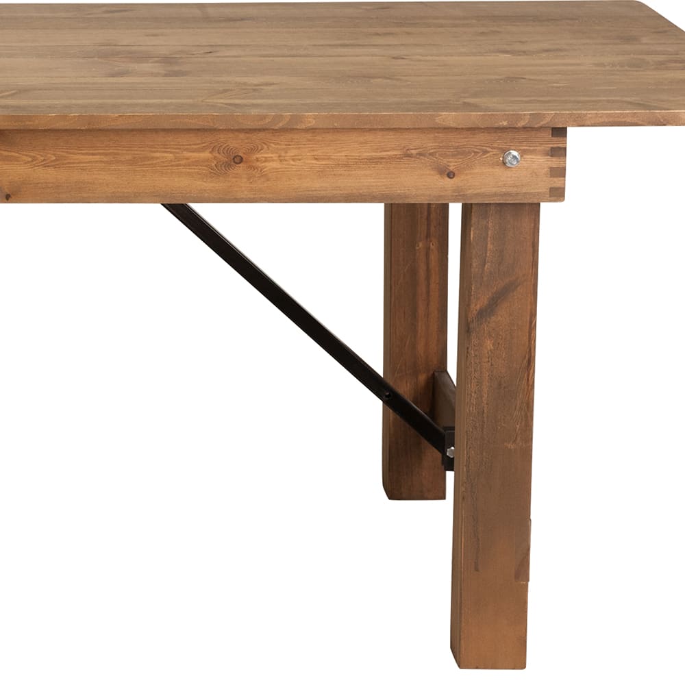 Hercules Series 7 x 40 Solid Pine Folding Farm Table Antique Rustic